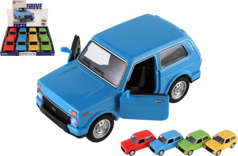 Plastic friction-powered toy car with sound and light 15 cm (assorted colors)