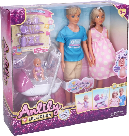 Rase nukk beebiga ja vankriga, 30 cm
