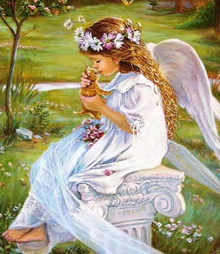 Teemantmaalimine Ingel kassiga 30 × 40 cm