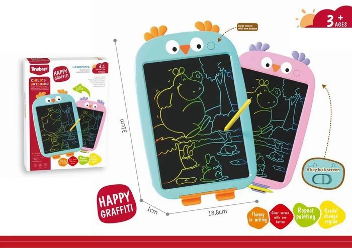 LCD Writing Tablet Owl Pink