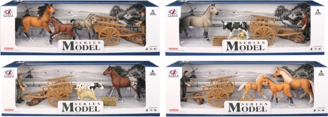 Loomade maailma komplekt figuuri, käru ja hobustega