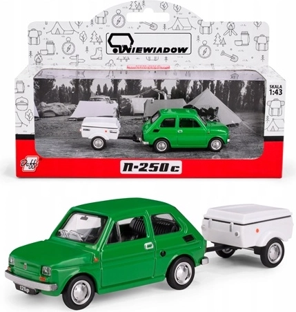 Fiat 126p haagisega Niewiadów N250C roheline (1:43)