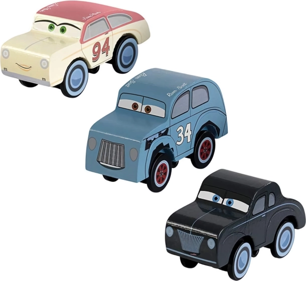 KidKraft Disney Autod – 3 puidust võidusõitja komplekt
