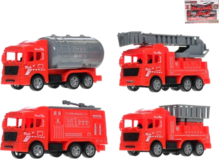 Set of pull-back fire trucks, 8 pcs