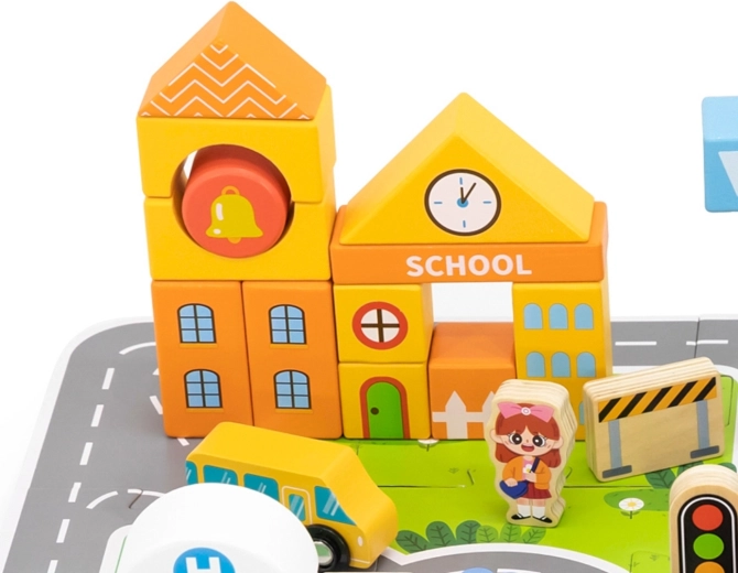 60 wooden building blocks