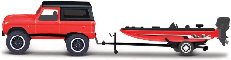 Maisto Design Tow & Go – 1966 Ford Bronco haagise ja mootorpaadiga 1:64