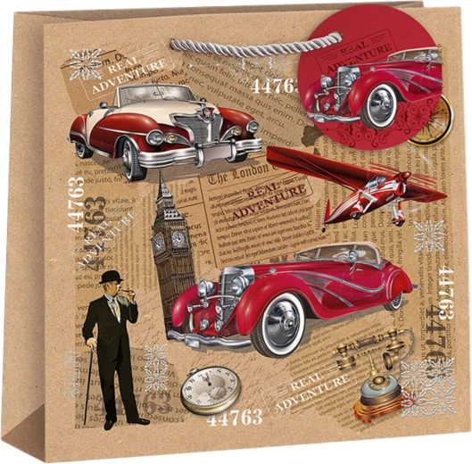 Argus gift bag red vintage car 24 × 24 × 11 cm - 1 piece