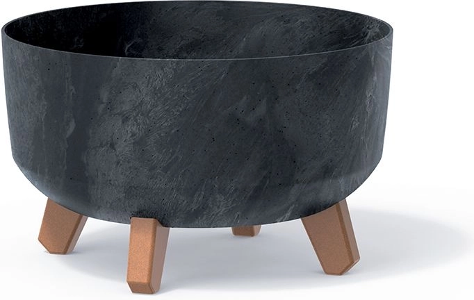 Betonefektiga lillepott jalgadel 28,5 cm – antratsiit