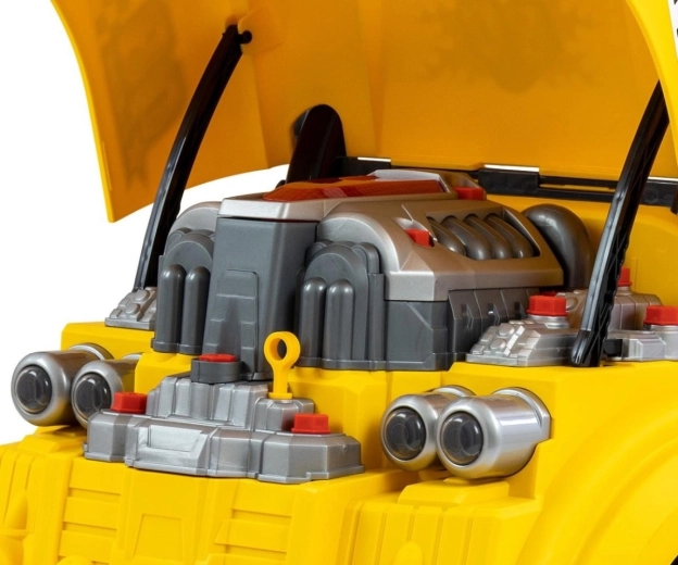 Opening hood and an engine that can be taken apart