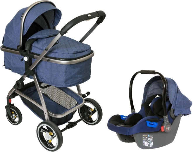 Bauerkraft multifunctional 2-in-1 stroller with carrycot and car seat, blue