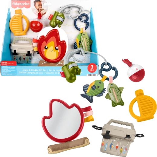 Fisher-Price kinkekomplekt: sensoorsete mänguasjad beebile Biwak Malucha (telkimine) – 7 osa
