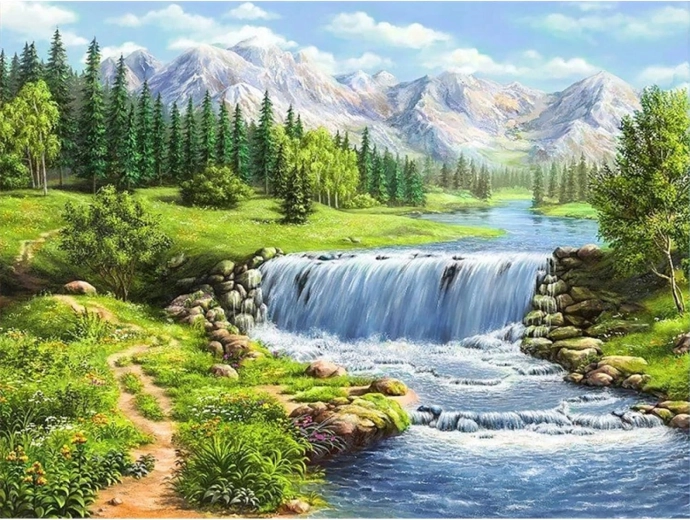 Teemantmaal "Jõgi mägedes" 30 × 40 cm