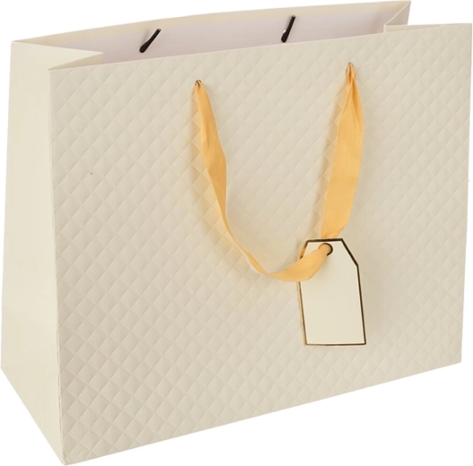 Gift paper bag quilt beige 31 × 12 × 26 cm
