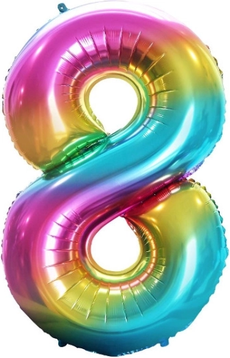 Foil balloon number 8 rainbow 85 cm