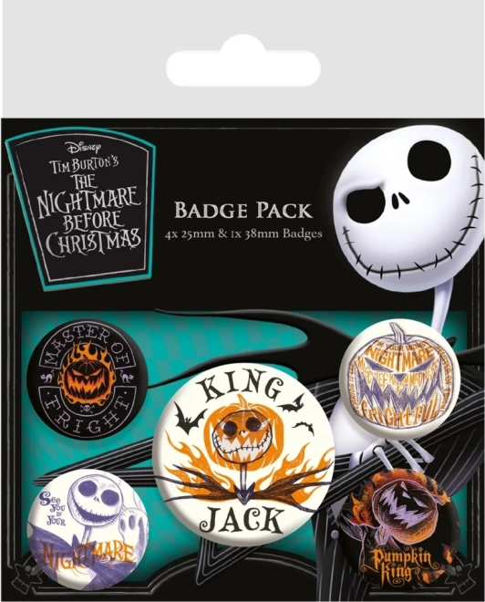 NIGHTMARE BEFORE CHRISTMAS Badge Set – 5 pcs (2.5–3.5 cm)