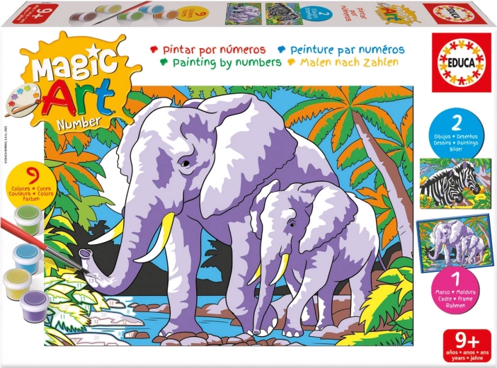 Paint by numbers: elephants and zebras EDUCA