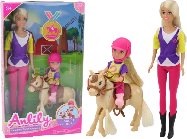 Anlily Doll Set with Child and Pony - Riding Stable