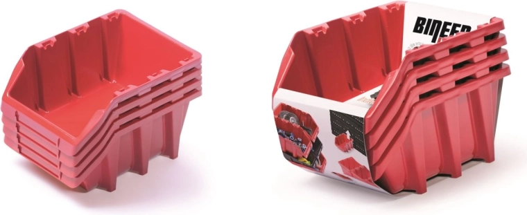 Set of BINEER Long Storage Boxes, 4 pcs, red