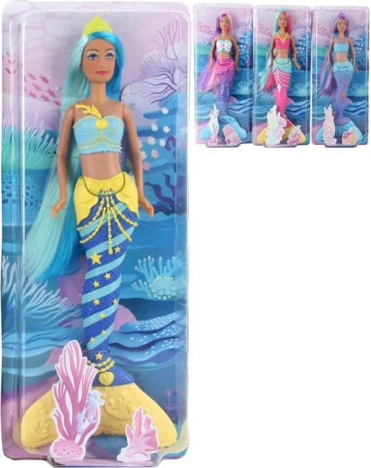 Mermaid doll with colorful hair 29 cm in a box - 1 piece