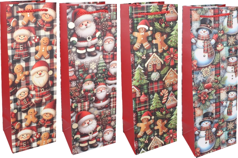 Christmas Gift Bag for a Bottle M 36 × 12 × 10 cm - 1 piece