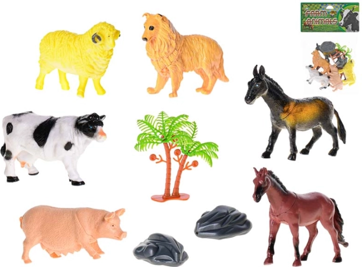 Farm Animals Set 8–10 cm, 6 pcs with accessories
