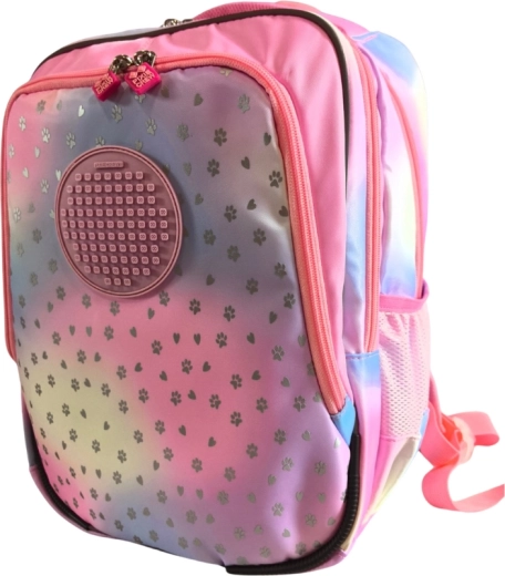 PIXIE CREW Junior school backpack with heart and paw motif, pink