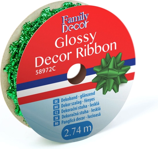 Shiny green decorative ribbon 2.74 m
