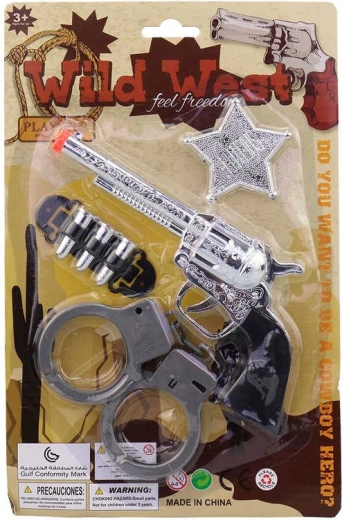 Cowboy set – little sheriff with pistol, handcuffs and accessories