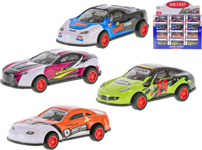 Metallist mänguauto 9 cm tagasivedamismehhanismiga, 1:55, 4 varianti