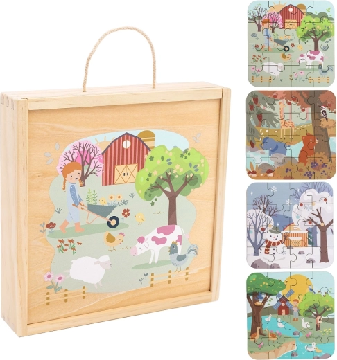 Wooden puzzle in a box Four Seasons 2Kids Toys