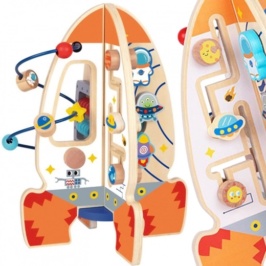 Suur puidust multifunktsionaalne hariv mänguasi – Tooky Toy rakett