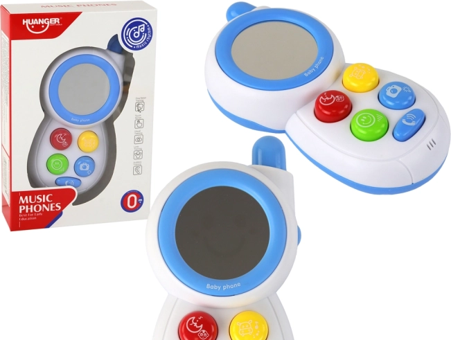 Blue Interactive Baby Mirror with Phone Lights and Sounds