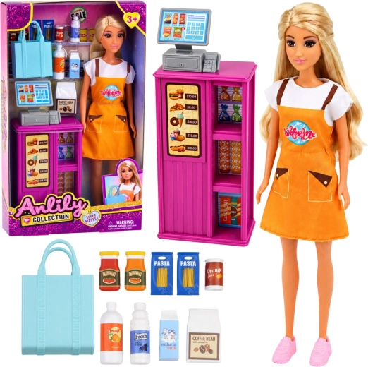 Anlily kassapidaja nukk supermarketiga ja tarvikutega 30 cm