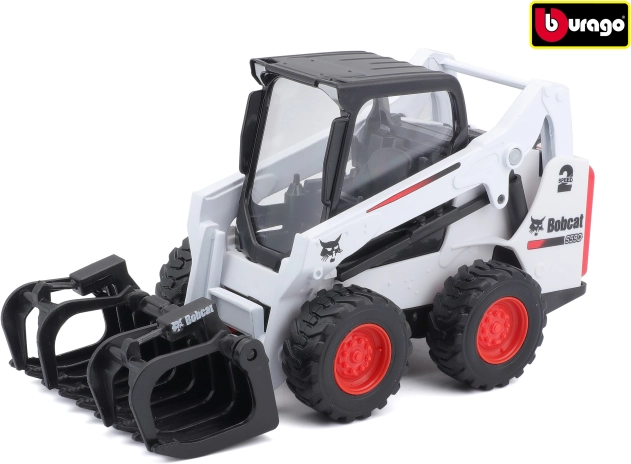 Bburago 10 cm Bobcat S590 Skid-Steer Loader with grapple