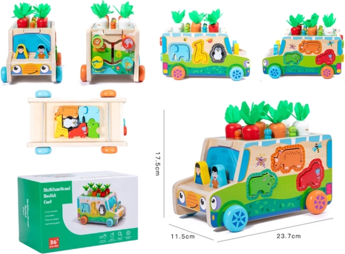 Kids’ toy car with carrots and shape sorter