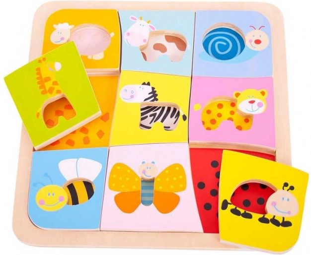 Puidust sisestuspusle – 9 loomakest BIGJIGS TOYS
