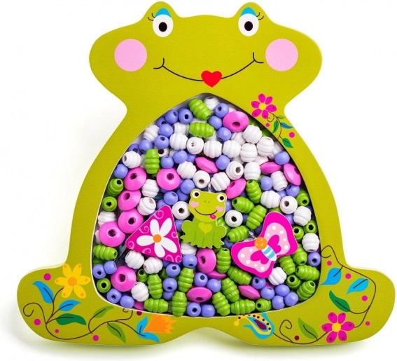 Wooden threading beads - frog