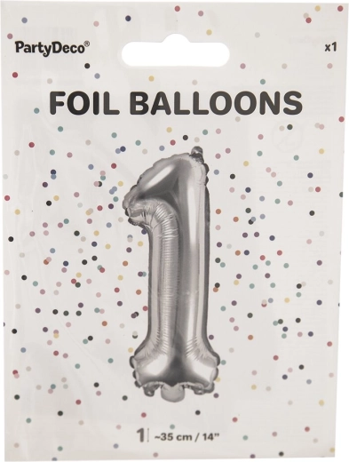 Hõbedane fooliumõhupall number 1 35 cm