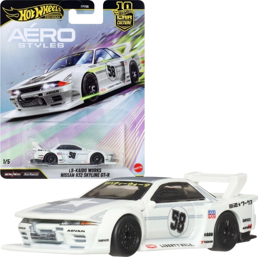 Hot Wheels Premium ikoonilised autod Aero Styles LB-Kaido Works Nissan R32 Skyline GT-R 1:64