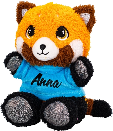 Pehme punane panda 17 cm trükiga T-särgis