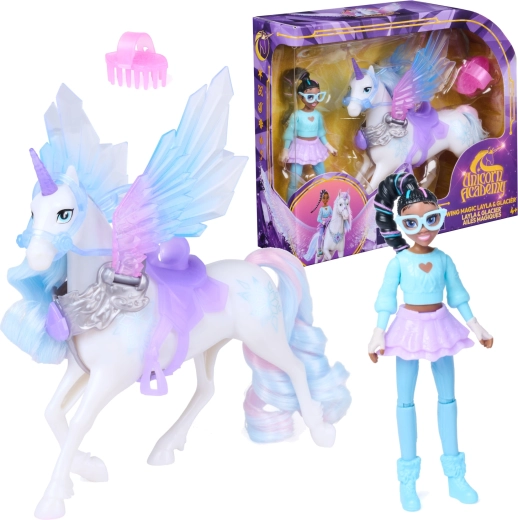Spin Master Unicorn Academy tiibade maagia – nukk Layla ja ükssarvik Glacier koos tarvikutega