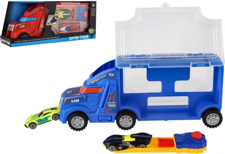 Plastist autoveduk veok (treiler) koos väikeste autodega, 28 cm, 2 värvi