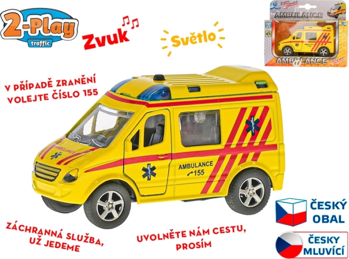 Ambulance 2-Play Traffic 11 cm, metal, pull-back, Czech announcements and lights