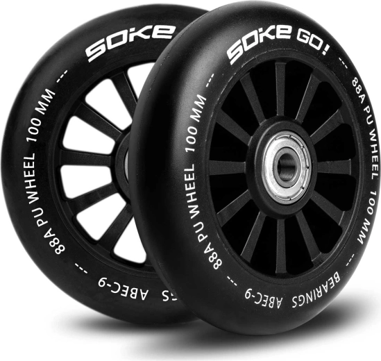 Tõukeratta rattad 100 mm must SOKE – komplekt 2 tk