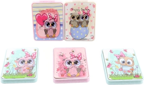 Pocket Mirror with Owls