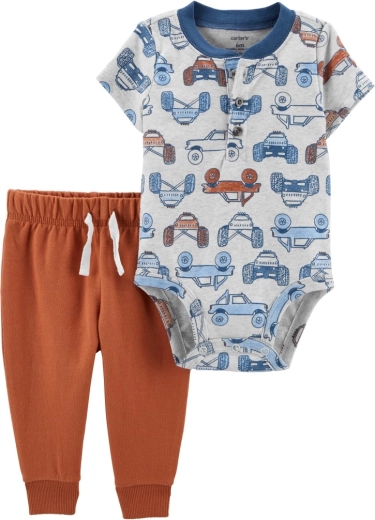 Carter’s 2-osaline komplekt poistele – lühikeste varrukatega bodi ja dressipüksid Brown Cars Henley (6 k)