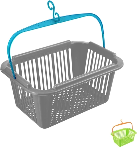 Plastic (PP) clothespin basket 25 × 18 × 11.5 cm – assorted colors
