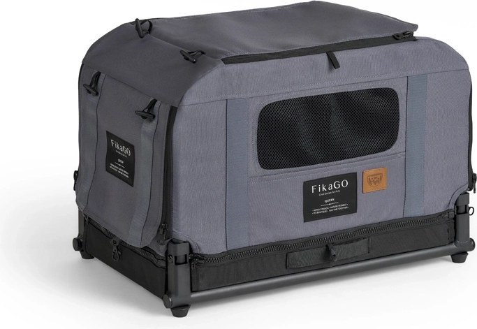 FikaGo foldable kennel carrier Queen L gray