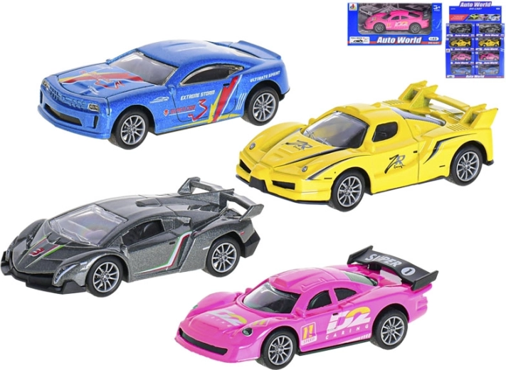 Metallist sportauto 1:43 tagasitõmbemehhanismiga, 10 cm
