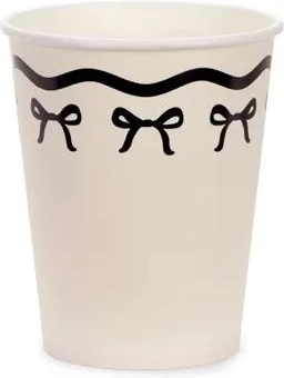 Paper cups with bows, cream-black, 220 ml
